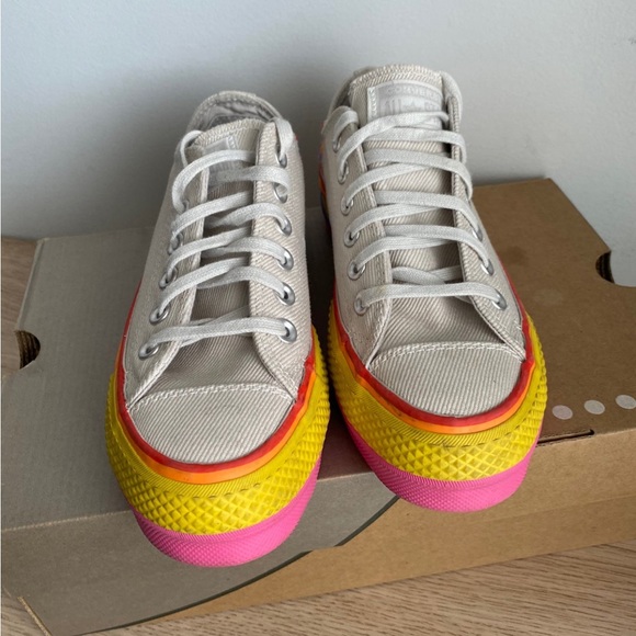 MultiColor Platform Converse  Low-Top Sneakers Women - Sz 5 - Picture 7 of 10